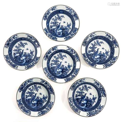 A Series of 6 Blue and White Plates