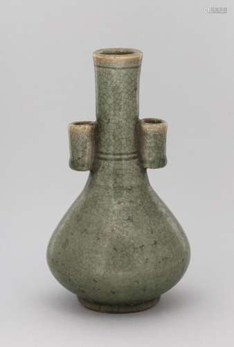A Chinese crackle glazed celadon double ear scholar vase. 8 ...