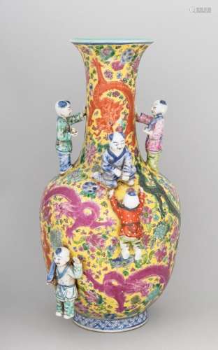 A Chinese famille rose baluster vase, 9 1/4 in. (23.5 cm.) h...