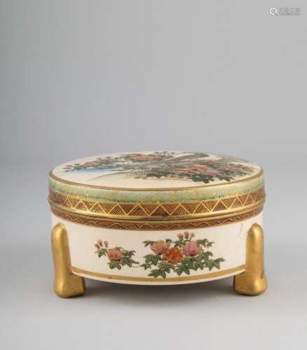A Satsuma pottery circular box and cover, 6 in. (15.2 cm.) d...