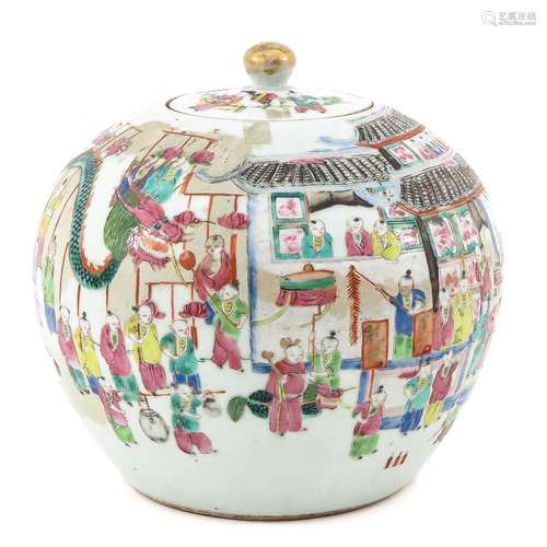 A Famille Rose Ginger Jar