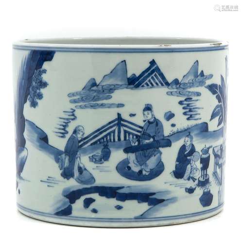 A Blue and White Brush Pot