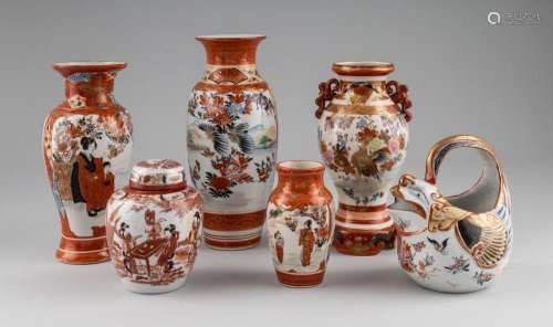 A collection of Japanese Kutani porcelain, tallest: 9 1/2 in...