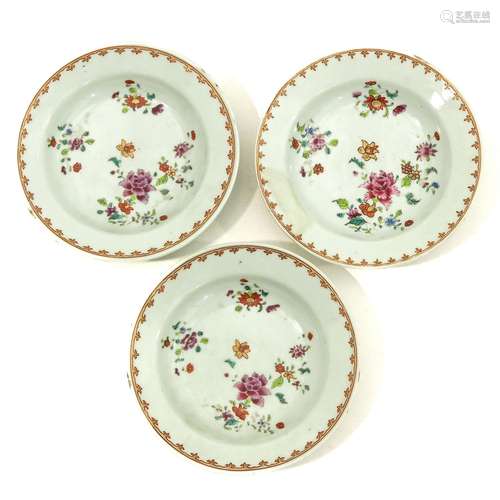 A Series of 3 Famille Rose Plates