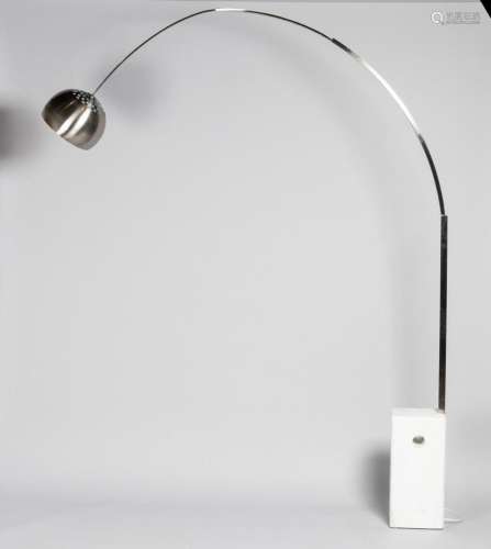 An Arco brushed steel floor lamp, 92 3/4 x 77 in. (235.6 x 1...