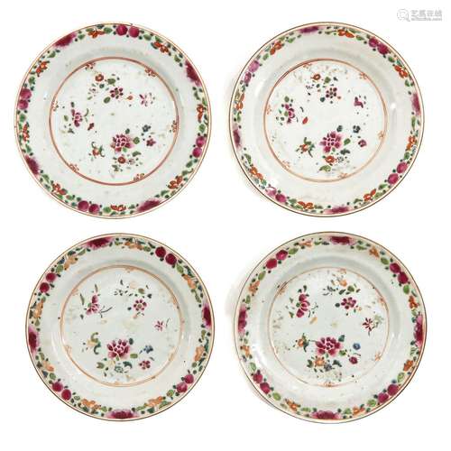 A Series of 4 Famille Rose Plates