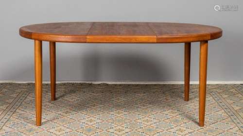 A mid-century modern teak Vejle Stole dining table with two ...