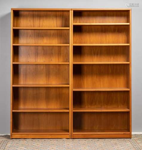 A pair of teak mid-century modern book shelves. 79 x 36 1/2 ...