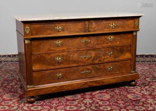 A 19th century marble topped chest of drawers, 34 x 22 1/4 x...
