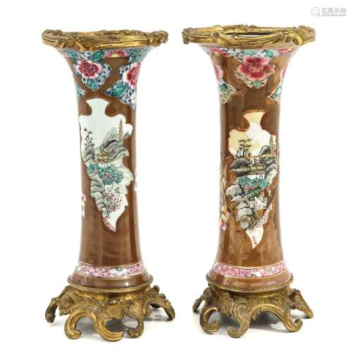 A Pair of Batavianware Vases