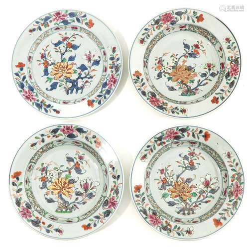 A Series of 4 Famille Rose Plates