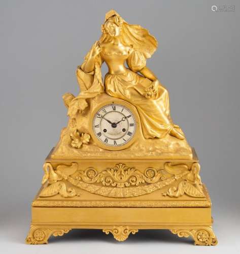 A Rommetin Paris gilt bronze mantle clock, 20 x 6 x 17 in. (...