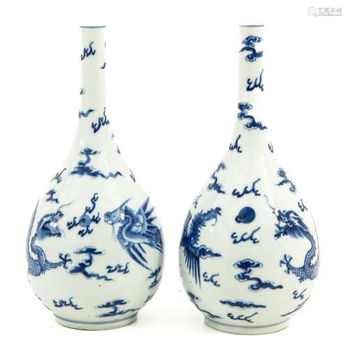 A Pair of Blue and White Vases