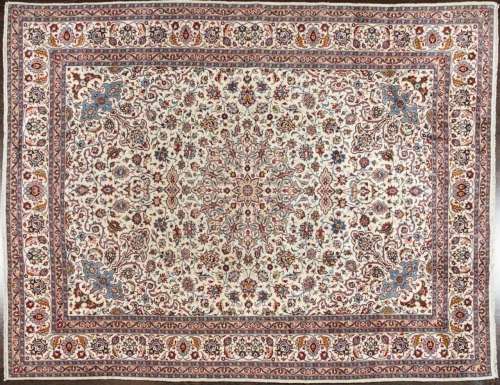 A Mashad hand knotted wool carpet, 9\'7\" x 12\'4\"...