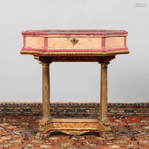 An Italian 18th century parcel gilt table display cabinet, 3...