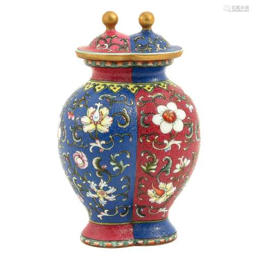 A Famille Rose Vase with Cover