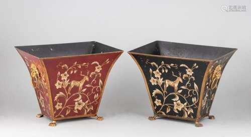 Two tole planters, 9 1/2 in. (24.1 cm.) h.