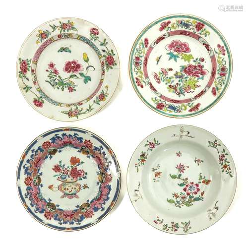 A Collection of 4 Famille Rose Plates