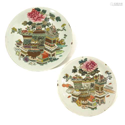 A Pair of Polychrome Decor Chargers