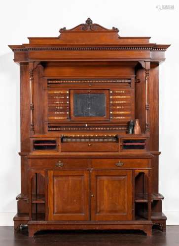 A mahogany billiard and snooker scoring cabinet and storage ...