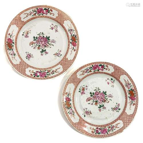 A Pair of Famille Rose Plates