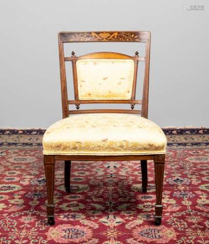 An Edwardian mahogany parlor chair