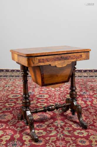 A Victorian walnut sewing table. 26 x 21 3/4 x 15 1/2 in. (6...