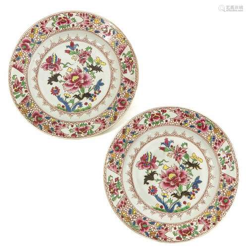 A Pair of Famille Rose Plates