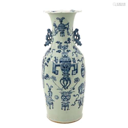 A Celadon and Blue Vase