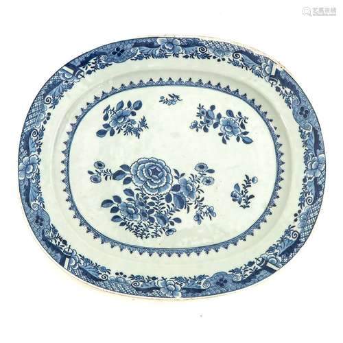 A Blue and White Serving Tray