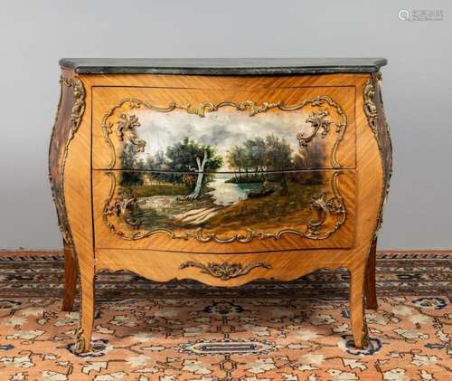 A marble topped commode, 35 1/2 x 19 x 44 1/2 in. (90.2 x 48...