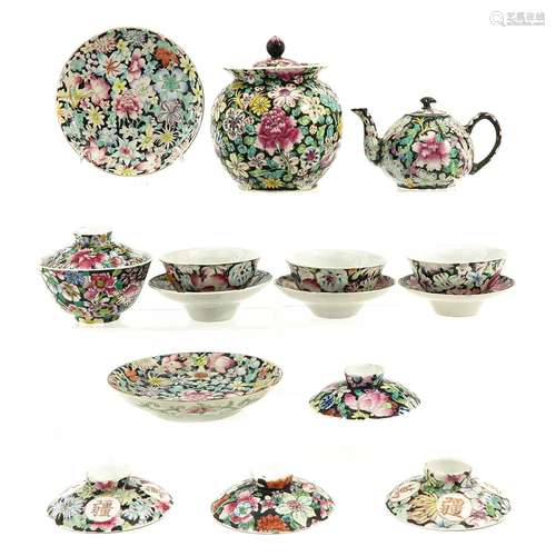 A Collection of Famille Noire Porcelain