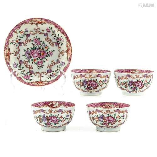 A Collection of 4 Cups and 1 Saucer