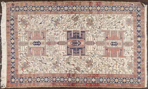 An Afghan wool rug, 3\'9 1/2\" x 6\'2\"