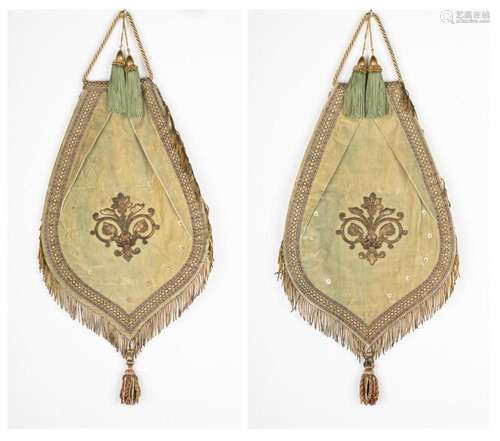 A pair of 19th century pyriform wall hangings, 21 x 14 in. (...