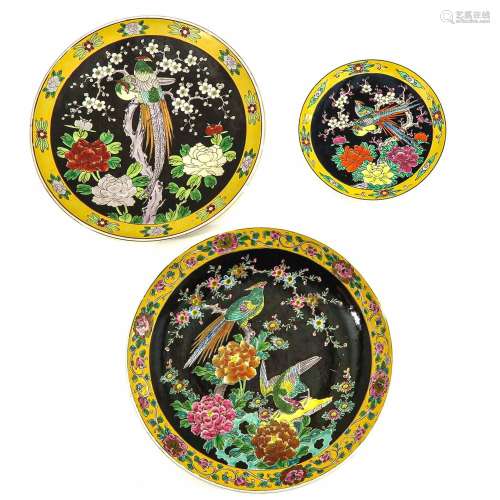 A Collection of 3 Polychrome Plates