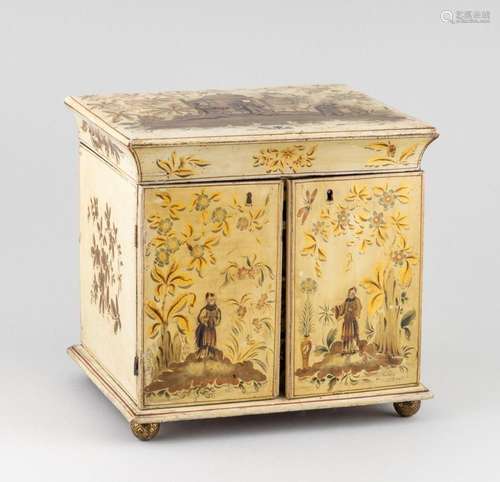 A Regency chinoiserie sewing box, 11 1/2 x 11 x 11 in. (29.2...