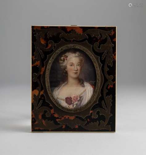 A 19th century miniature portrait of a woman, Portrait : 3 1...