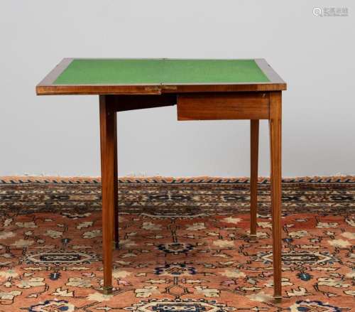A 19th century mahogany and brass mounted card table. 30 x 1...