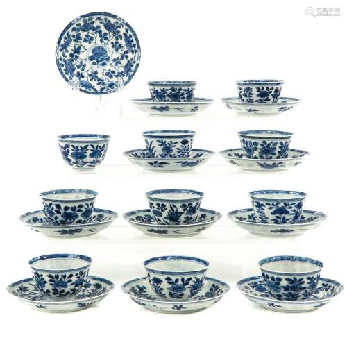 A Collection of 11 Cups and Saucers