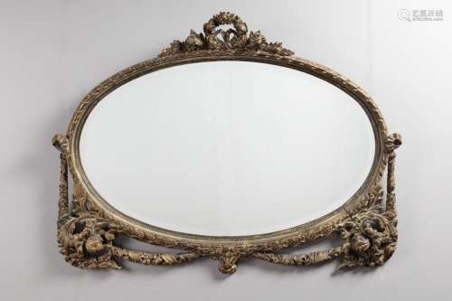 A Victorian oval mantle wall mirror, 39 x 53 in. (99.1 x 134...