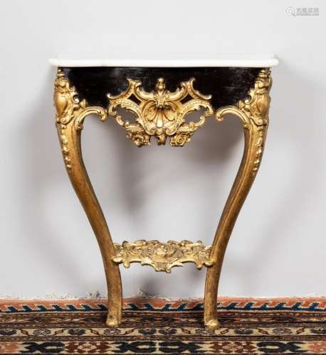 French console table with cream marble top. 28 1/2 in. (72.4...