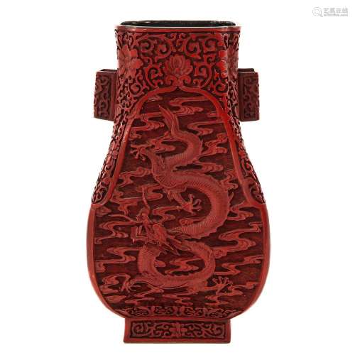 A Cinnabar Hu Vase