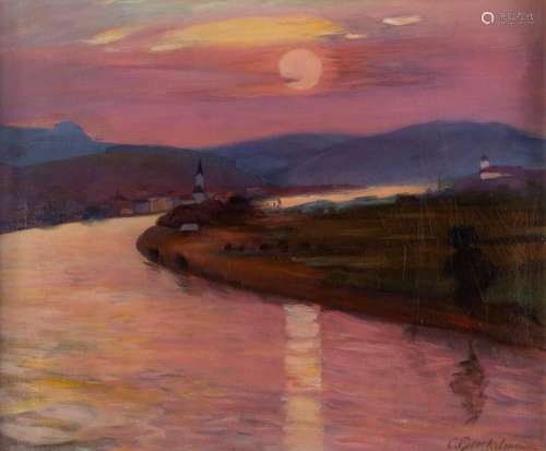 Camillo Brockelmann, Austrian (1882-1963), Sunset over River...
