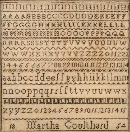 Martha Coulthard 1854, 13 1/2 x 13 1/2 in. (34.3 x 34.3 cm.)