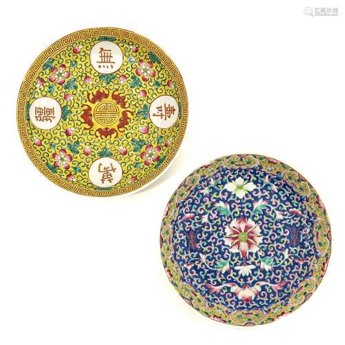 A Pair of Famille Rose Plates