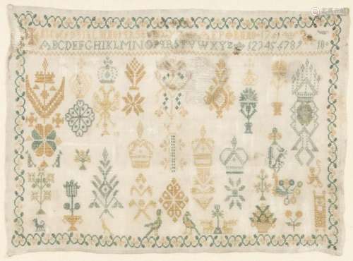 A low-countries sampler by A.E.P 1761, 9 1/2 x 13 1/2 in. (2...