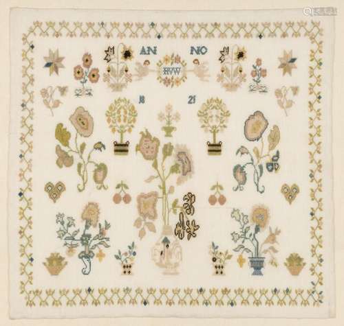 A Dutch (city of Deventer) sampler by H.V.W in 1821, 14 x 14...