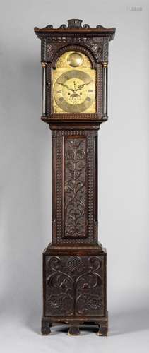 A William Marston of Bishop\'s Castle oak longcase clock, 84...