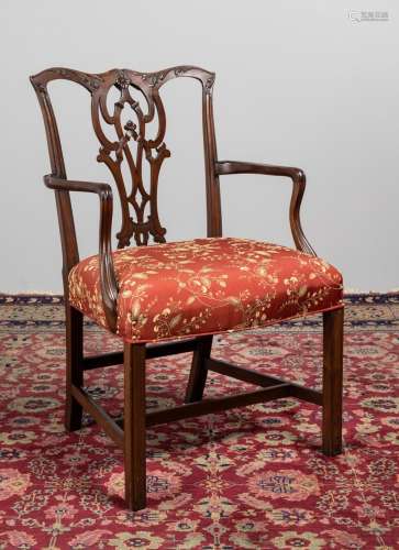 A Chippendale style mahogany armchair
